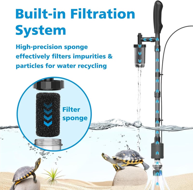 fishkeeper Electric Aquarium Vacuum Gravel Cleaner, 25W 6 in 1 Multifunction Fish Tank Cleaner Kit Gravel Vacuum for Fish Tank Adjustable Flow for Automatic Wash Sand & Water Changer - Image 5